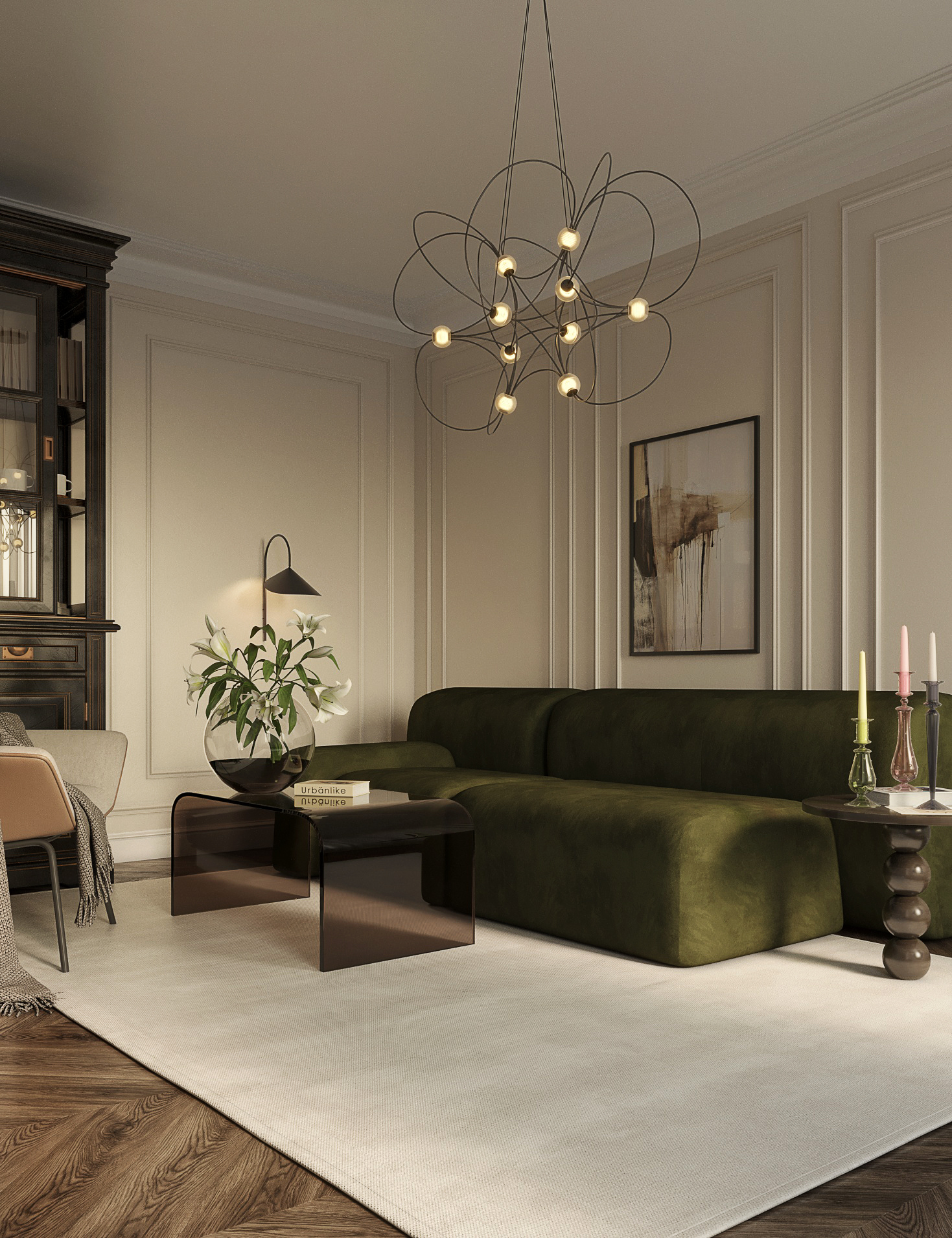 Elegancki salon ze sztukaterią